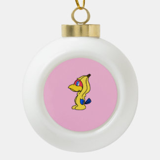banana jay ceramic ball christmas ornament