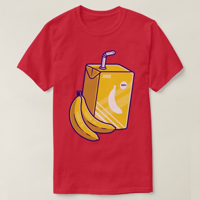 Banana Juice Box Cartoon T-Shirt (Design Front)