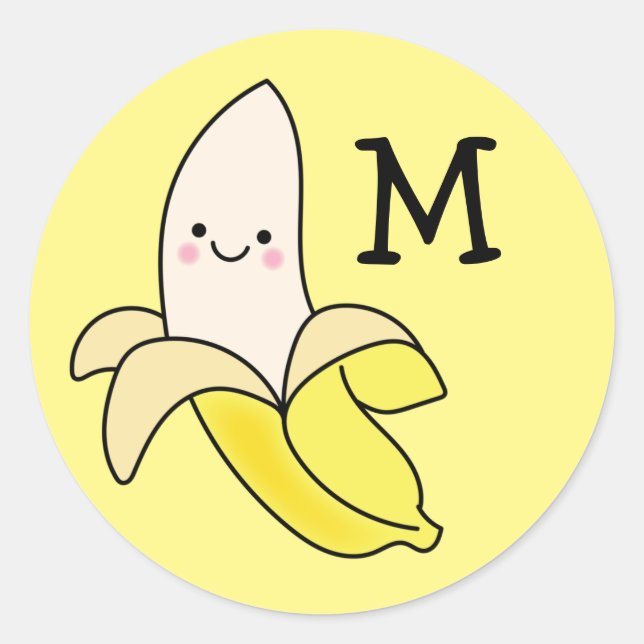 Banana Kid Cute Kawaii Name Envelope Seal Sticker (Front)