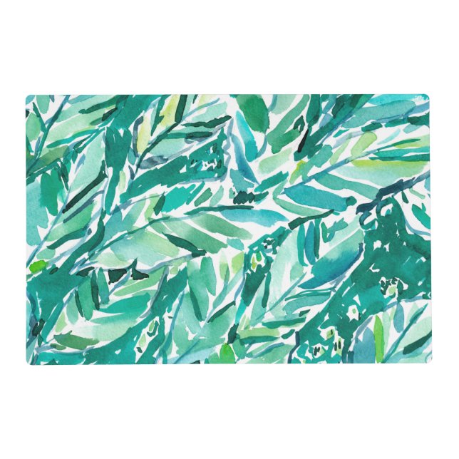 BANANA LEAF JUNGLE Green Tropical Placemat (Front)