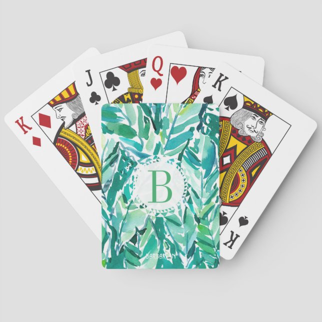BANANA LEAF JUNGLE Green Tropical Poker Cards (Back)