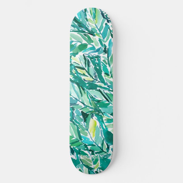 BANANA LEAF JUNGLE Green Tropical Skateboard Deck (Front)