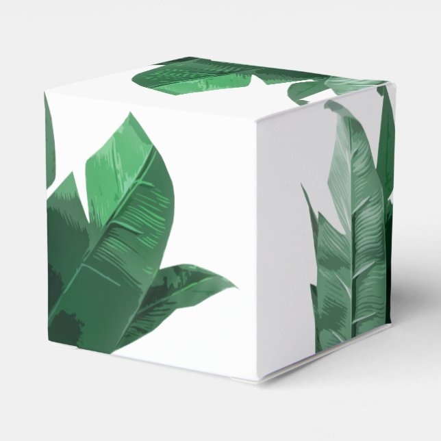 Banana Leaf Print Square Favor Box (Back Side)