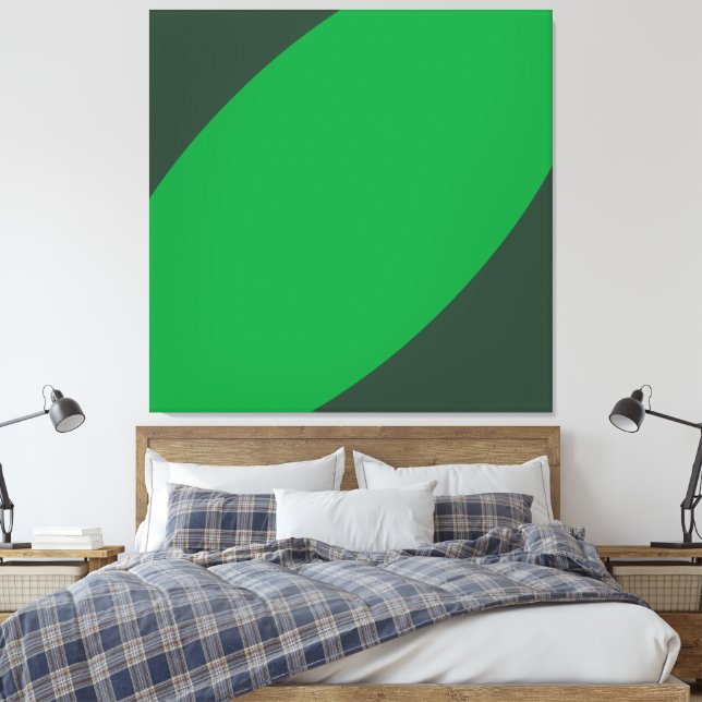 BANANA LEAF Tropical Two Tone Green Modern Curves Canvas Print (Insitu(Bedroom))
