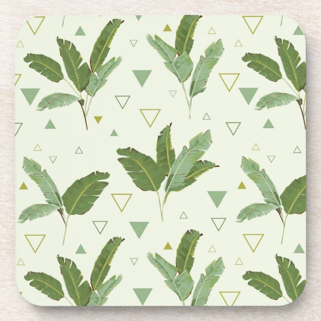 Banana Leaf With Triangles Beverage Coaster (Front)