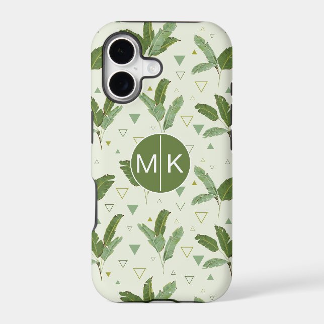 Banana Leaf With Triangles | Monogram Iphone Case (Back)