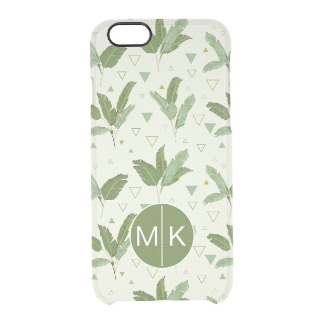 Banana Leaf With Triangles | Monogram Uncommon iPhone Case (Back)