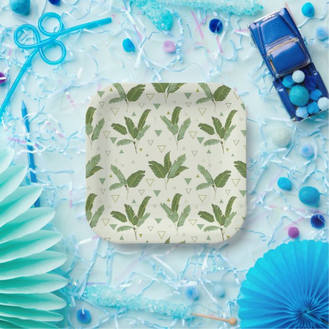 Banana Leaf With Triangles Paper Plates (Party)