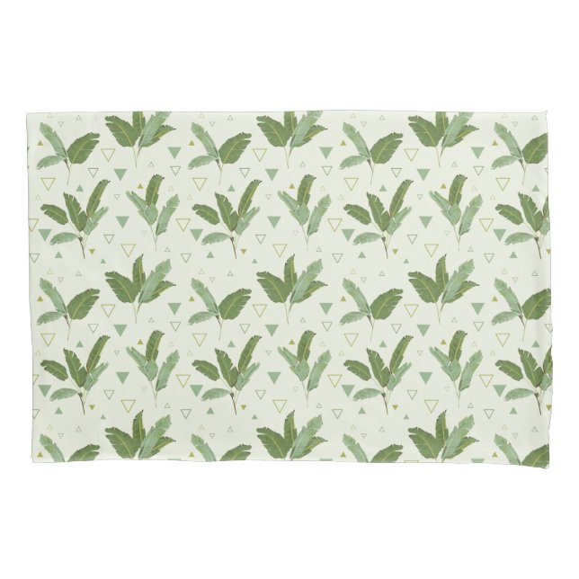Banana Leaf With Triangles Pillow Case (Front-Left)