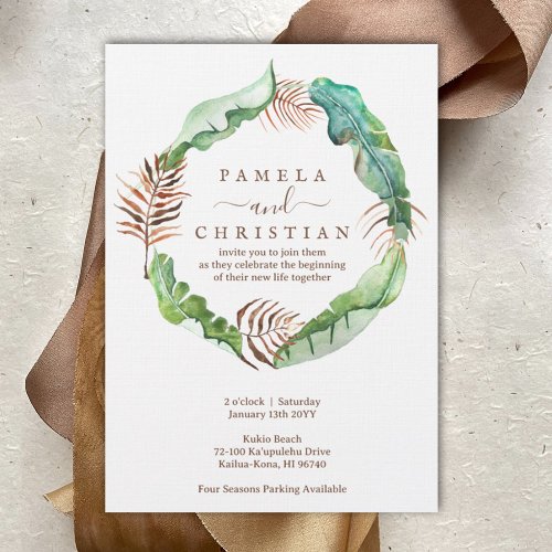 Banana Leaf Wreath Wedding Invitation