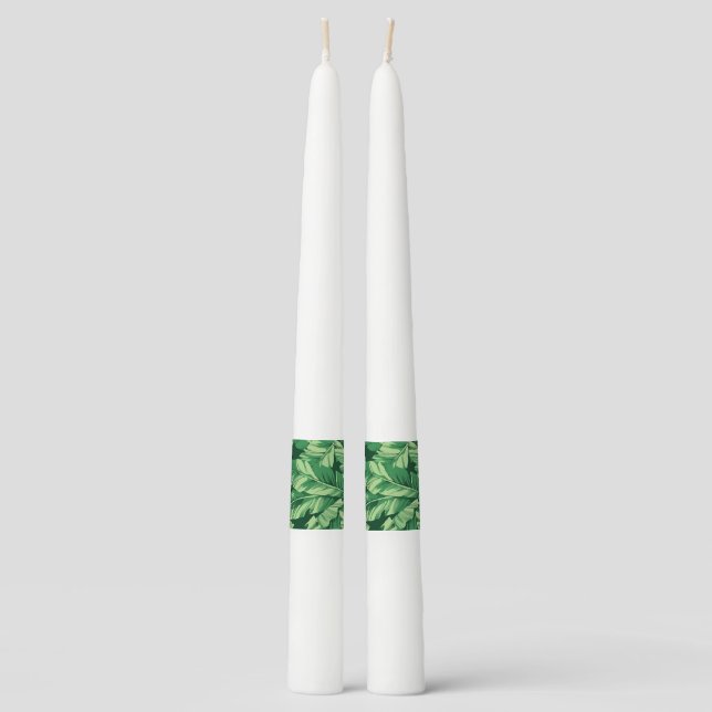 Banana Leaves 2 Taper Candle (Front)
