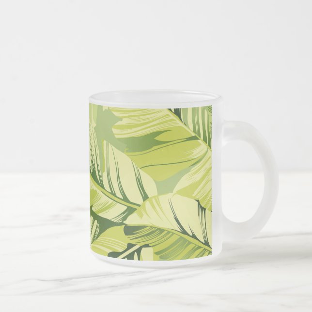 Banana Leaves 5 Frosted Glass Coffee Mug (Right)