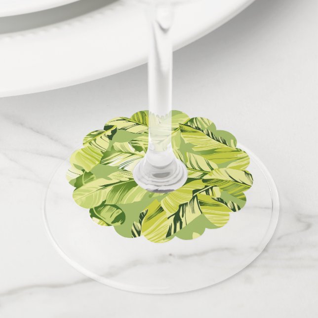 Banana Leaves 5 Wine Glass Tag (Close Up)