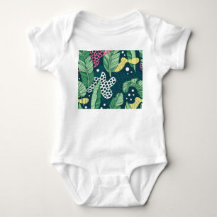 Banana leaves abstract, trendy colors baby bodysuit