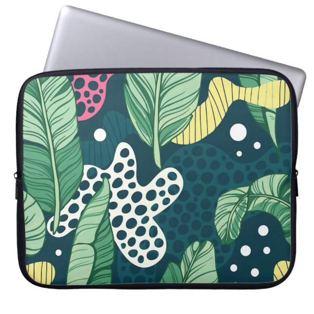 Banana leaves abstract, trendy colors laptop sleeve (Front)