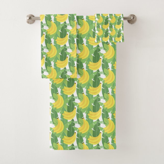 Banana Leaves And Fruit Pattern Bath Towel Set (Insitu)