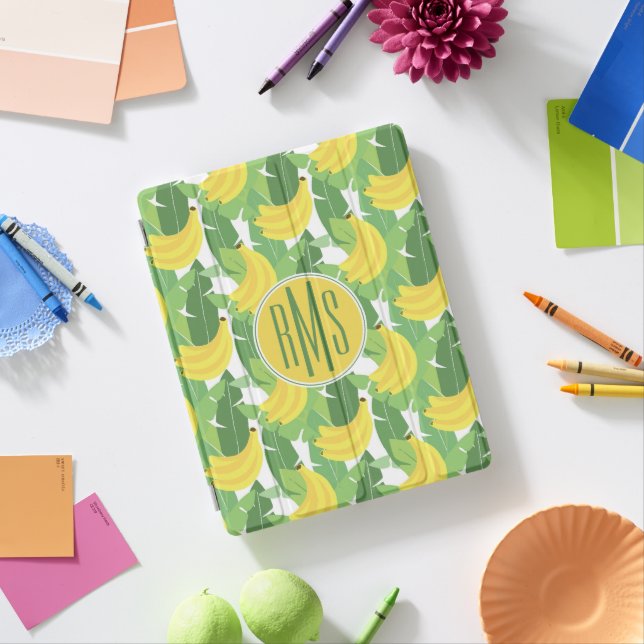 Banana Leaves And Fruit Pattern | Monogram iPad Smart Cover (In Situ)