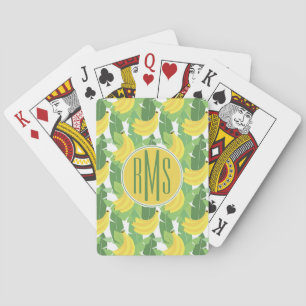 Banana Leaves And Fruit Pattern Monogram Poker Cards