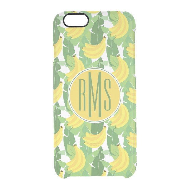 Banana Leaves And Fruit Pattern | Monogram Uncommon iPhone Case (Back)