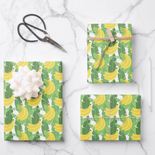 Banana Leaves And Fruit Pattern Wrapping Paper Sheets