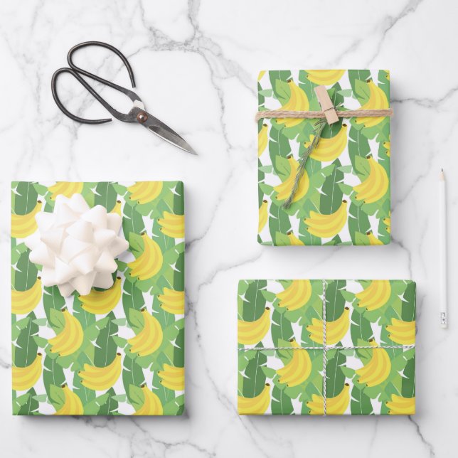 Banana Leaves And Fruit Pattern Wrapping Paper Sheets (Front)