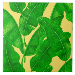 Banana leaves ceramic tile