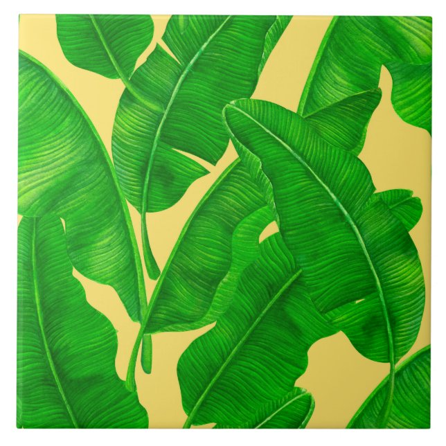 Banana leaves ceramic tile (Front)