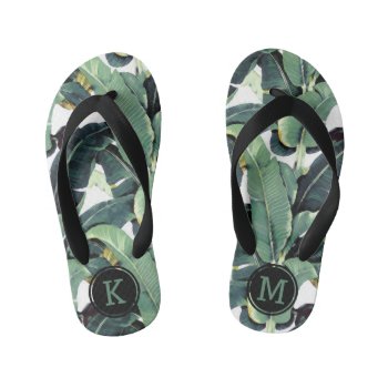 Banana Leaves Palm Tree Childrens Flip Flops by RockPaperDove at Zazzle