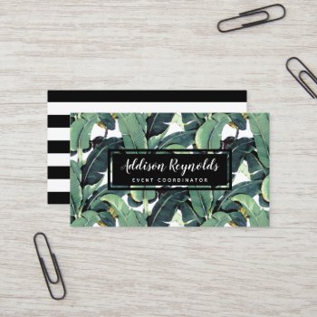 Banana Leaves Palm Tree Tropical Business Card by RockPaperDove at Zazzle