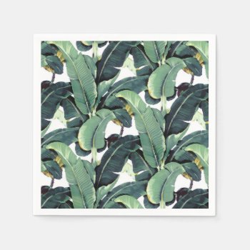 Banana Leaves Palm Tree Tropical Paper Napkins by RockPaperDove at Zazzle