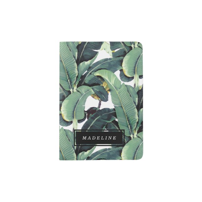 Banana Leaves Palm Tree Tropical Passport Holder (Front)