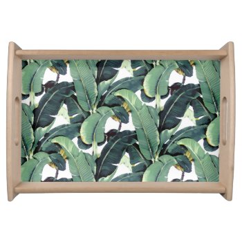 Banana Leaves Palm Tree Tropical Serving Tray by RockPaperDove at Zazzle