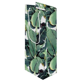 Banana Leaves Palm Tree Tropical Wine Gift Bag by RockPaperDove at Zazzle