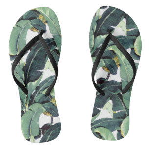Banana Leaves Palm Tropical Slim Strap Flip Flops