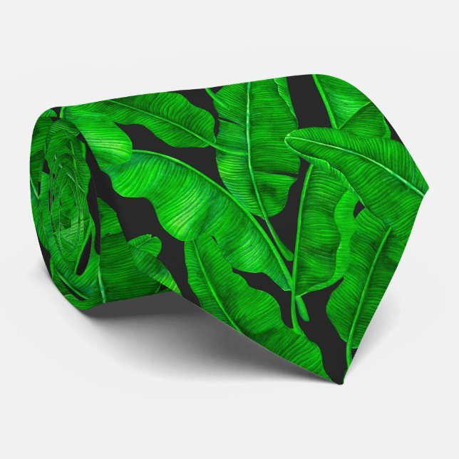 Banana leaves pattern neck tie (Rolled)