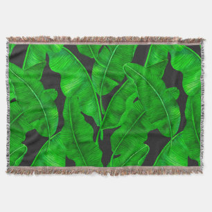Banana leaves pattern throw blanket