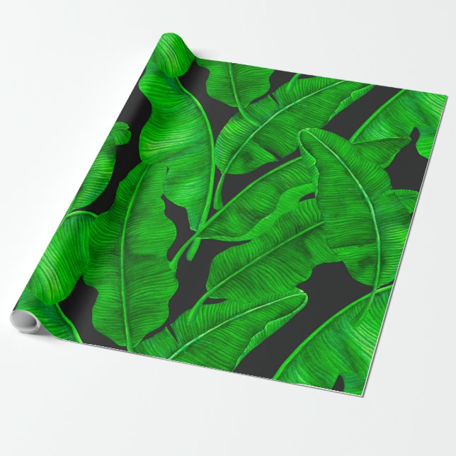 Banana leaves pattern wrapping paper (Unrolled)
