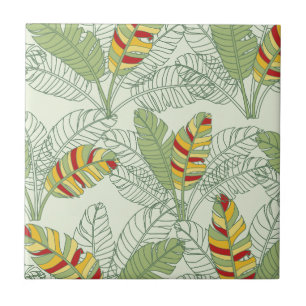 Banana Leaves Retro Jungle Ceramic Tile