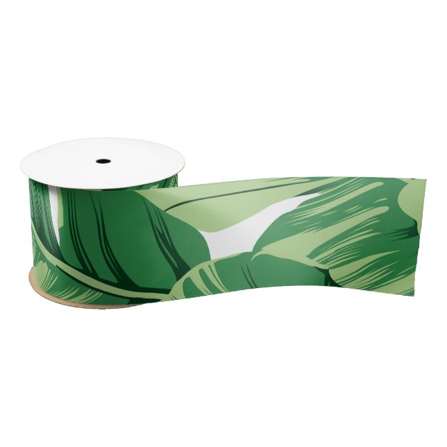 Banana leaves satin ribbon (Spool)