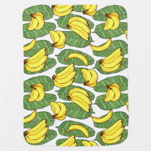 Banana Leaves: Tropical Fruit Pattern Baby Blanket