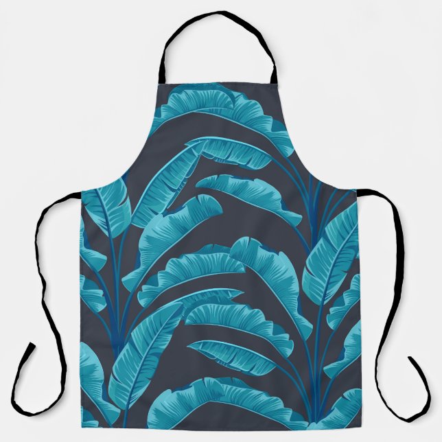 Banana Leaves: Vintage Tropical Pattern. Apron (Front)