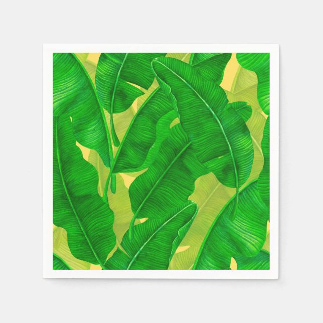 Banana leaves watercolor pattern napkins (Front)
