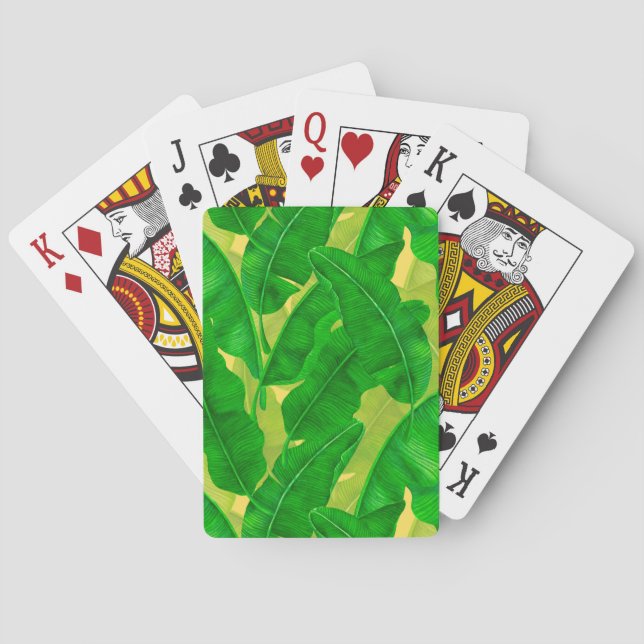 Banana leaves watercolor pattern poker cards (Back)