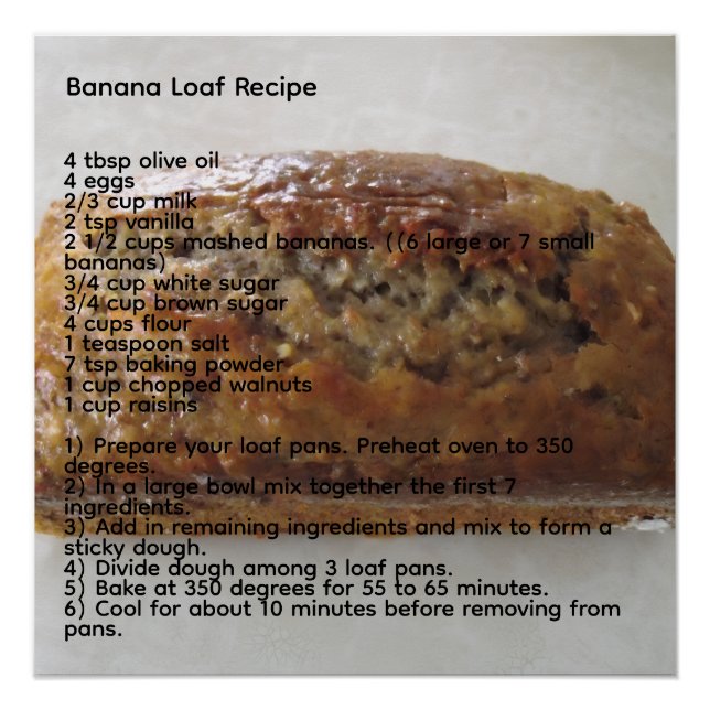 Banana Loaf Recipe Poster (Front)