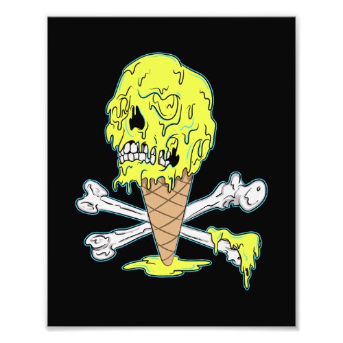 Banana Melting Ice Cream Dripping Skull Photo Print