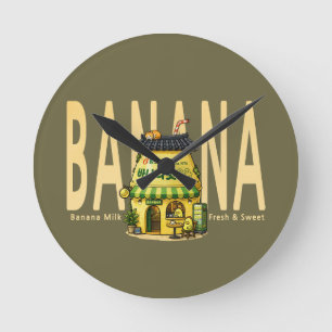 banana milk café Wall Clock
