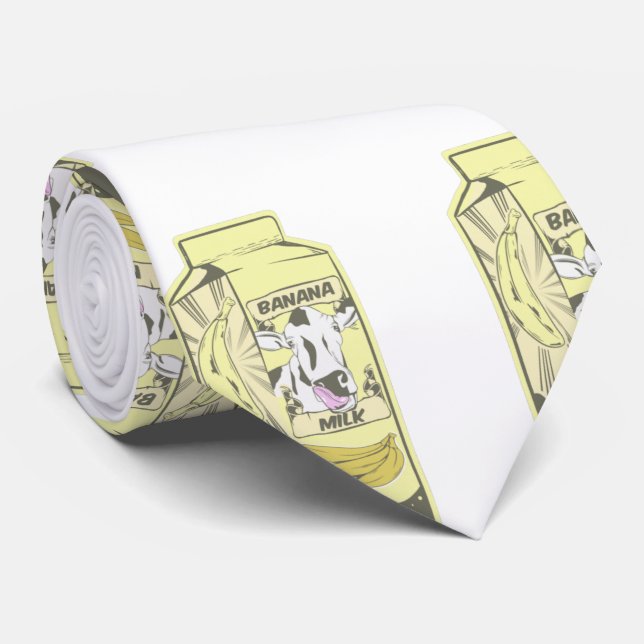 Banana Milk Cute Cow Neck Tie (Rolled)