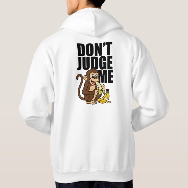 Banana Monkey – Funny Cartoon Eating Humor Design Hoodie (Back)