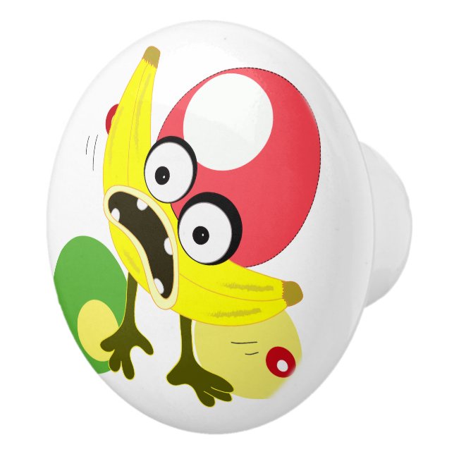 Banana Monster fruit illustration Ceramic Knob (Right)