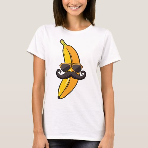 Banana Mustache Sunglasses Face Funny Fruit Cool B T_Shirt